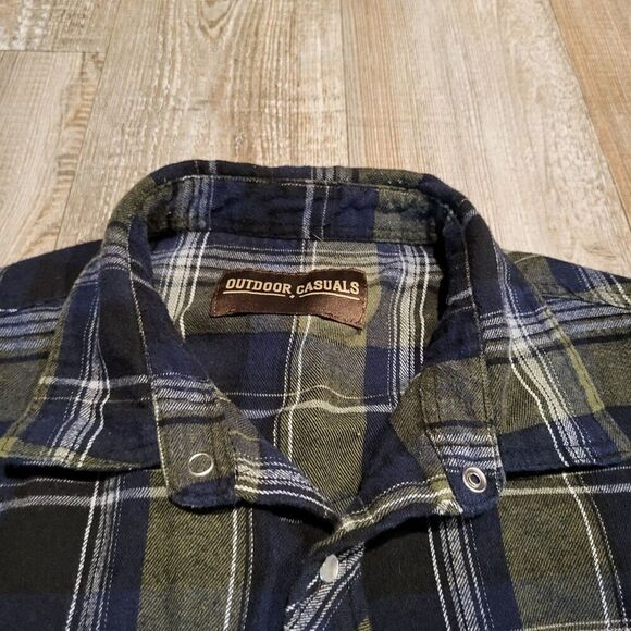 Outdoor Casuals Pearl Snap Heavy Flannel Button Up Shirt Men's Size XL - Picture 4 of 6